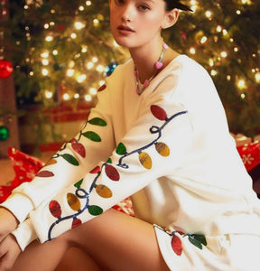 Christmas Light Sequin Fleece Top